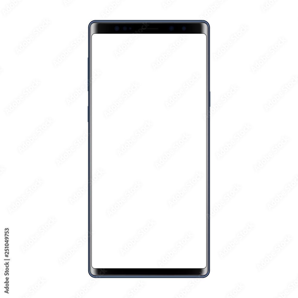 Wall mural modern frameless cellphone mockup with blank screen isolated on white background - front view. vecto