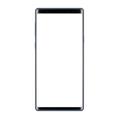 Modern frameless cellphone mockup with blank screen isolated on white background - front view. Vector illustration