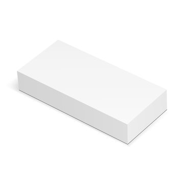 Blank rectangular box mockup isolated on white background - high-angle view. Vector illustration