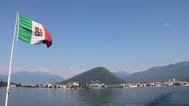 View from a car ferry to Intra Verbania on Lake Maggiore, Italy