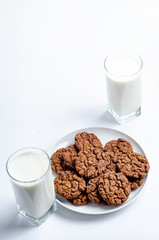 chocolate chip cookies and glass of milk