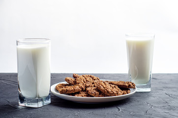 chocolate chip cookies and glass of milk