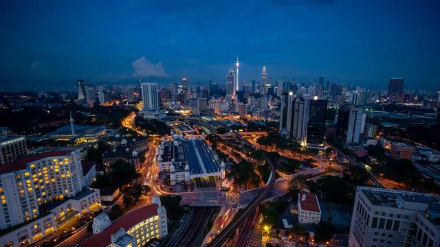 Kuala Lumpur, Malaysia - December 9, 2015: 4K Cinematic Time Lapse Footage of Kuala Lumpur city skyline taken from TNB 2 Building near KL Sentral.