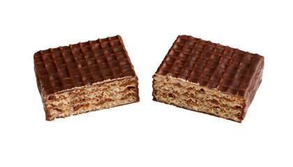 Сhocolate wafers. Pieces delicious chocolate bar.  Chocolate candy.