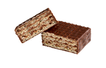Сhocolate wafers. Pieces delicious chocolate bar.  Chocolate candy.