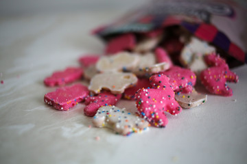 Frosted Circus Animal Cookie Pink and White Sprinkled Animal Crackers
