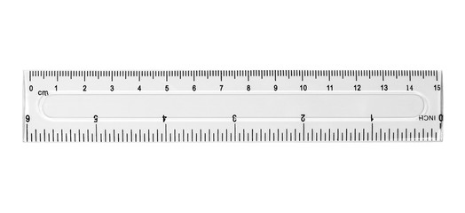 Ruler plastic transparent isolated on white background, with clipping path
