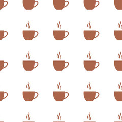 Seamless vector pattern with flat coffee cups, Good morning theme background