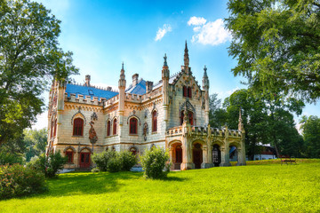 Fototapeta na wymiar Miclauseni Castle, one of the most beautifull neo-gothic castles, belonged to Sturdza family