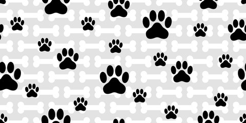 Dog Paw seamless pattern vector french bulldog bone footprint cartoon tile background repeat wallpaper scarf isolated illustration gift wrap