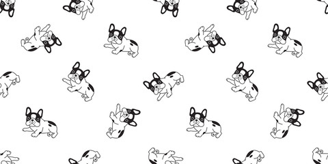 Dog seamless pattern french bulldog vector puppy scarf isolated cartoon repeat background tile wallpaper illustration