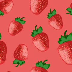 Strawberry seamless pattern illustration background. Fruit endless vector