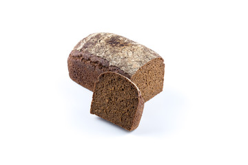 Rye bread slices isolated on white background
