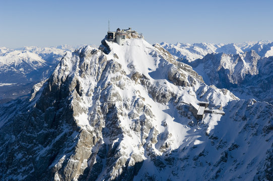 flight over mountain zugspitze, tyrol, austria, Ggermany