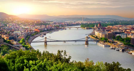 Fotobehang Boedapest Panorama van de zomer van Boedapest