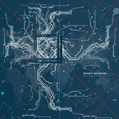 circuit board digital chipset electronic technology computer  lines engineering processor flat copy space vector illustration