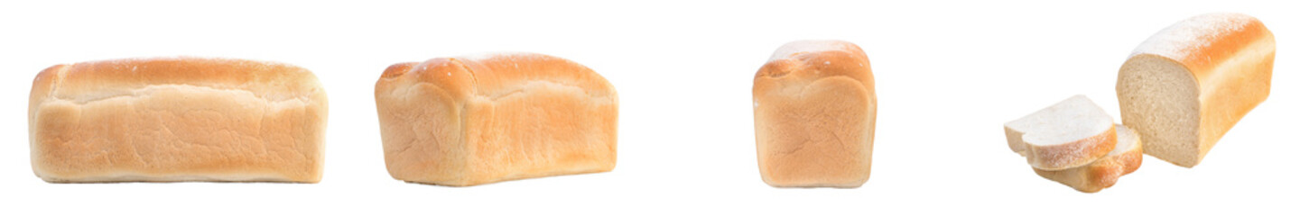 collage of bread isolated on white background