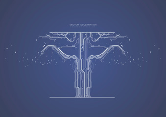 circuit board digital chipset electronic technology computer  lines engineering processor flat copy space vector illustration