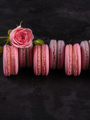 macaron or macaroons cookie, tasty dessert. food background