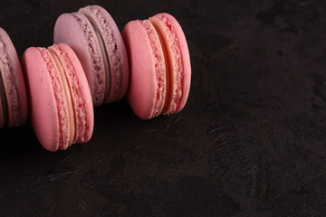 macaron or macaroons cookie, tasty dessert. food background