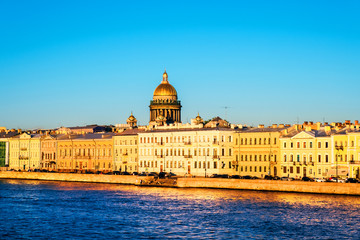 Fototapeta na wymiar Moyka river in Saint Petersburg, Russia during a sunny day, historical buildings