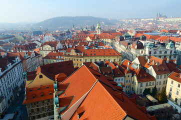 Naklejka premium Beautiful top view of historical center of Prague, Czech Republic