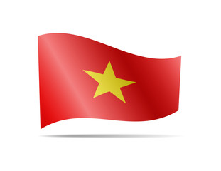Waving Vietnam flag in the wind. Flag on white background vector illustration