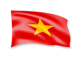 Waving Vietnam flag on white. Flag in the wind vector illustration.