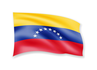 Waving Venezuela flag on white. Flag in the wind vector illustration.