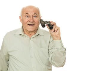 Cheerful grandpa at the studio