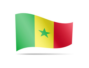 Waving Senegal flag in the wind. Flag on white background vector illustration