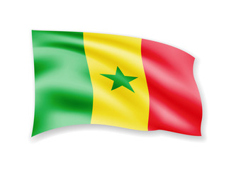 Obraz premium Waving Senegal flag on white. Flag in the wind vector illustration.