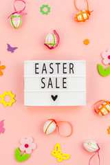 Creative Easter flat lay holiday text ligthbox