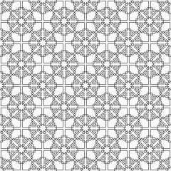 Oriental seamless pattern. Linear style. Islamic style. Geometric lattice ornament. Vector monochrome background.