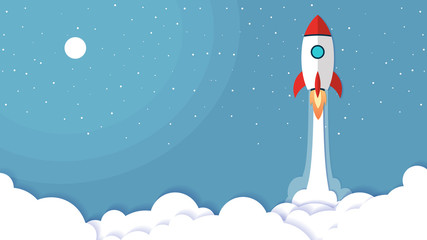 Vector illustration concept rocket launch. can be used for landing pages, templates, UI, web, mobile applications, posters, banners, leaflets