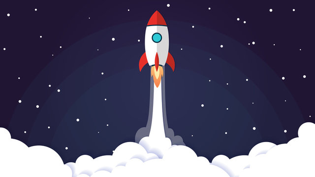 Vector illustration concept rocket launch. can be used for landing pages, templates, UI, web, mobile applications, posters, banners, leaflets