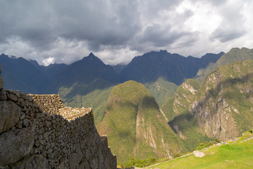 Fototapeta premium Machu Picchu in Peru , Detail shot of the Inca ruins