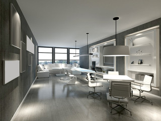 3d render modern working office