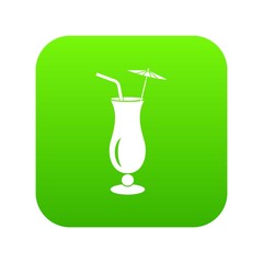 Alcoholic cocktail icon green vector isolated on white background