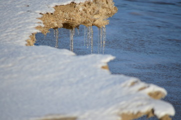 The beach in the winter, the frozen sand.