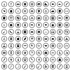 100 hi-school icons set in simple style for any design vector illustration