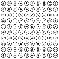 100 history museum icons set in simple style for any design vector illustration