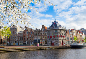 Fototapeta na wymiar historical houses in old Haarlem, Holland