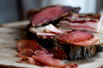 Smoked ham on a chopping board