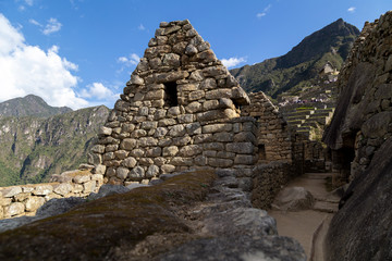 Fototapeta na wymiar Machu Picchu in Peru , Detail shot of the Inca ruins