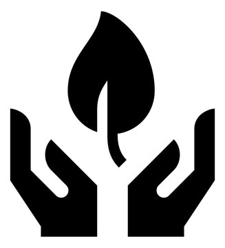 Hands Holding Leaf Vector Icon