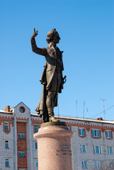 Fototapeta premium Monument to AV Suvorov in Yalutorovsk. Russia