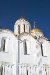 Assumption church in Vladimir town, Russia, famous by its frescoes painted by Andrey Rublev. Popular landmark. Color photo.
