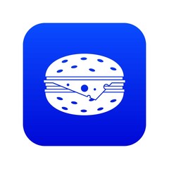 Cheeseburger icon digital blue for any design isolated on white vector illustration