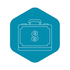 Briefcase full of money icon. Outline illustration of briefcase full of money vector icon for web